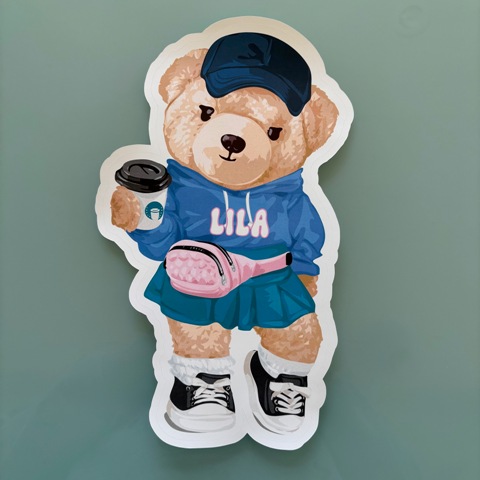 LARGE VINYL SINGLE DECAL (CUSTOM)-LATTE BEAR