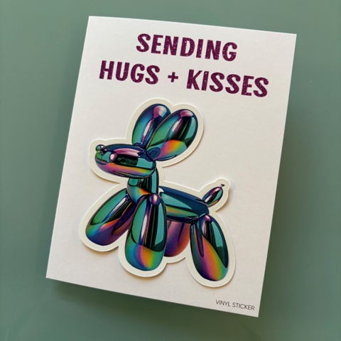 BALLOON DOG-STICKER FOLDED NOTECARD