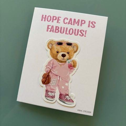 PINK BEAR-STICKER FOLDED NOTECARD