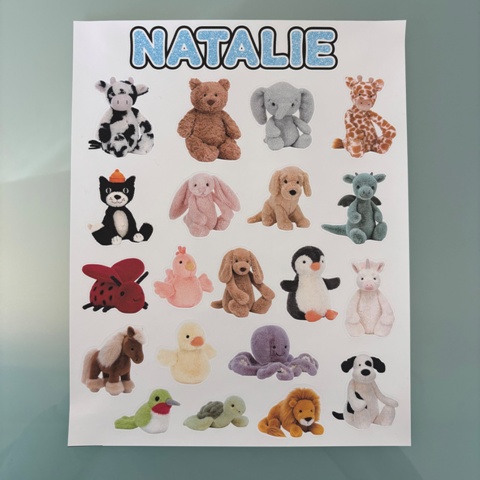 REMOVABLE VINYL STICKER SHEET-JELLYCAT