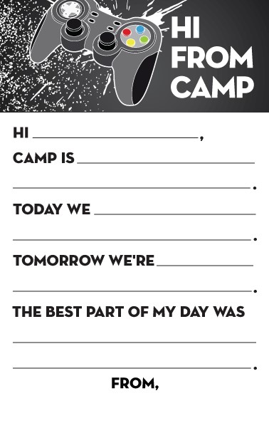 CAMP NOTEPAD-FILL IN-MODERN GAMING CAMP STATIONERY