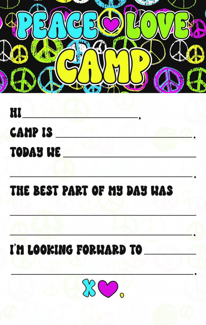 CAMP NOTEPAD-(Camp Stationery)-COLORFUL PEACE SIGNS FILL IN