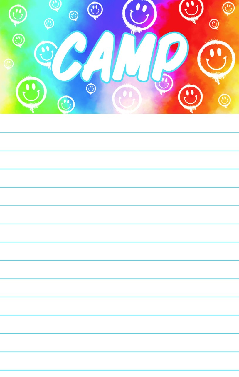 CAMP NOTEPAD-(Camp Stationery)-WHITE SPRAY PAINTED SMILEY FACES