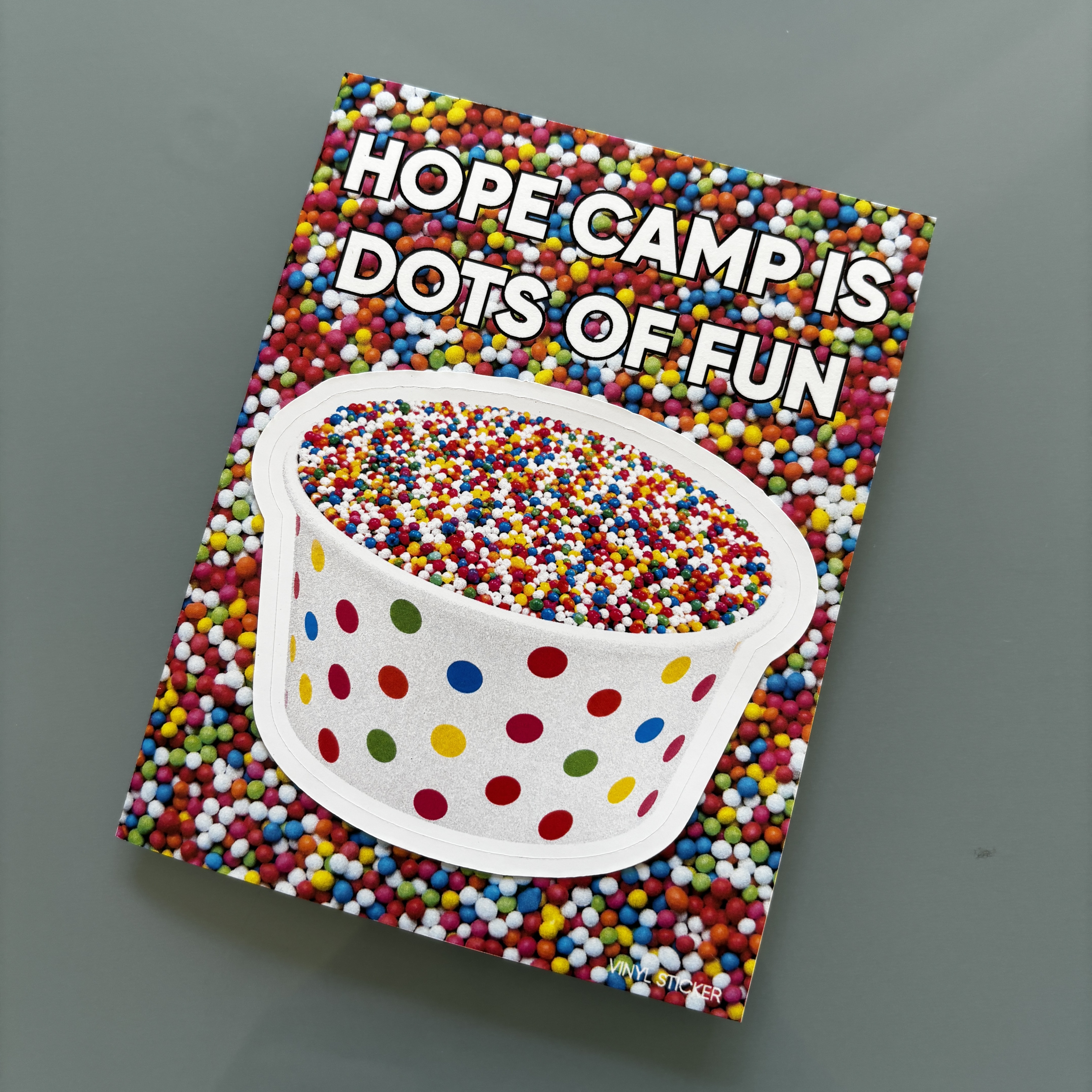 STICKER FOLDED NOTECARD-DOT CUP