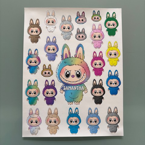 REMOVABLE VINYL STICKER SHEET-LABUBU