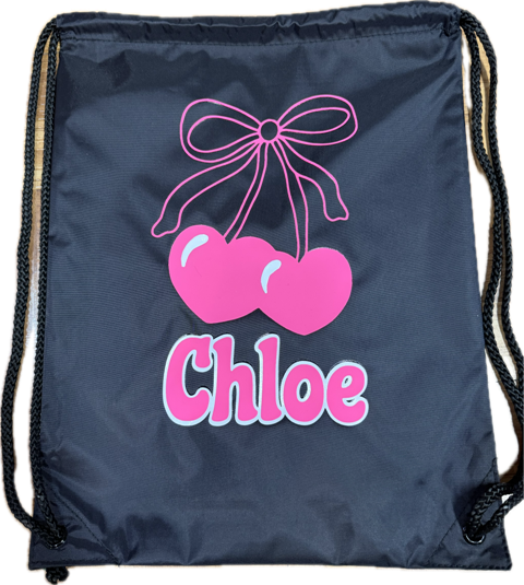 DRAWSTRING BAG-BOW & CHERRY (CUSTOM)