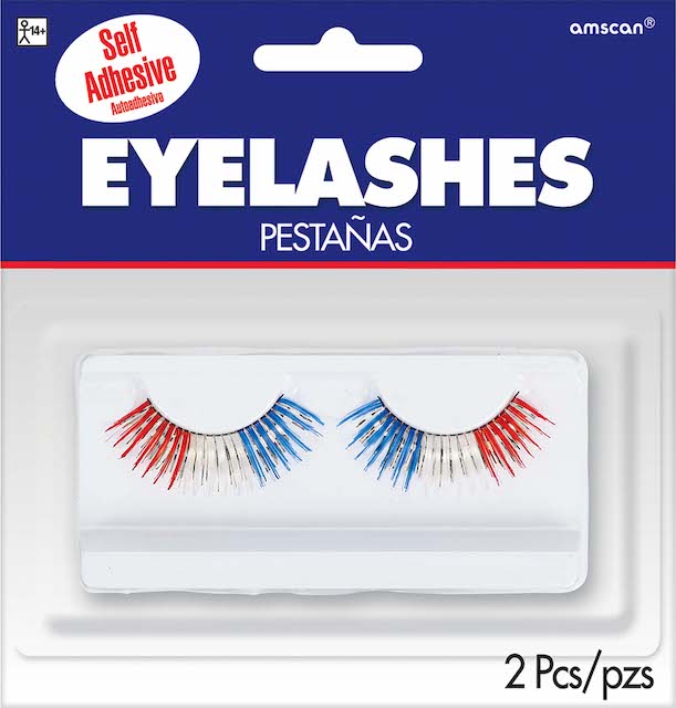 TINSEL EYELASHES-RED/WHITE/BLUE