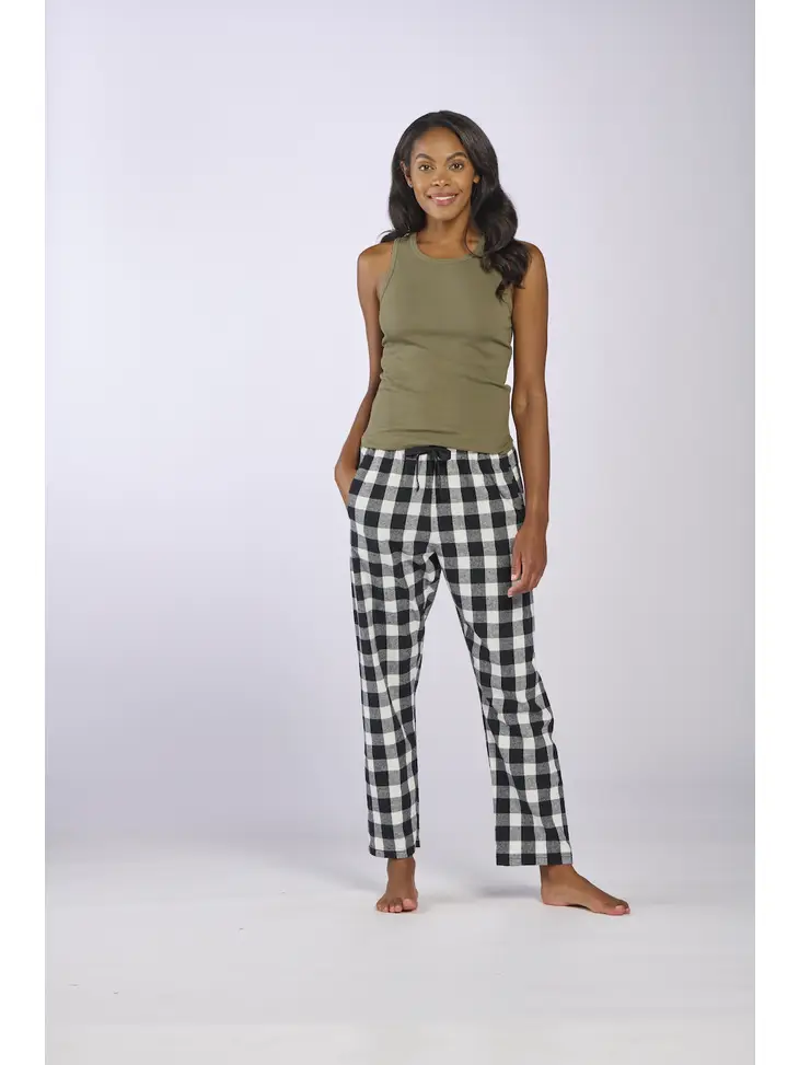 HALEY FLANNEL PANT-BLACK WHITE BUFFALO PLAID