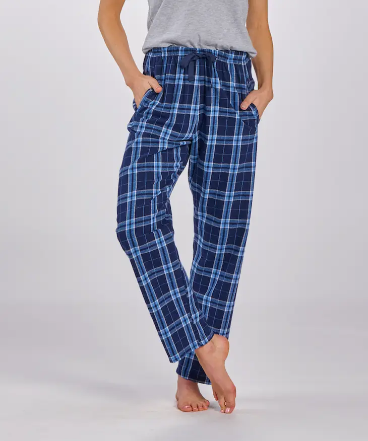 HALEY FLANNEL PANT-NAVY COLUMBIA PLAID