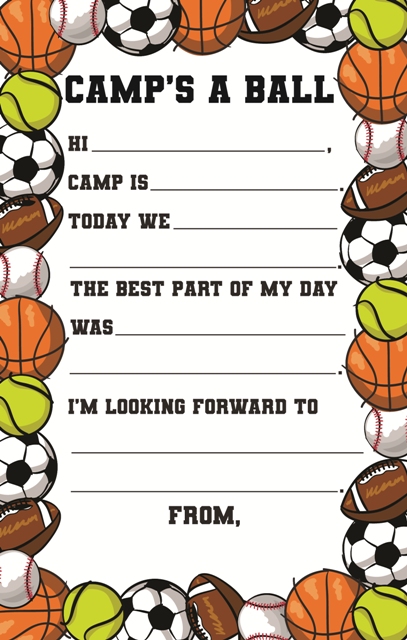 CAMP NOTEPAD-FILL IN-SKETCHED SPORTS BALLS