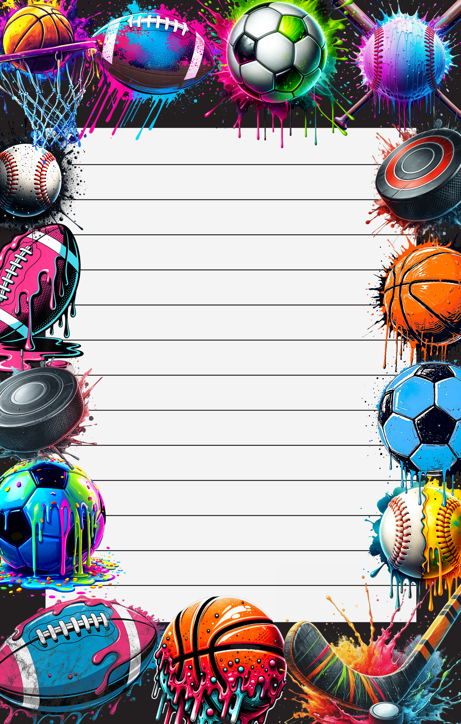 CAMP NOTEPAD-SPORTS DRIP COLLAGE