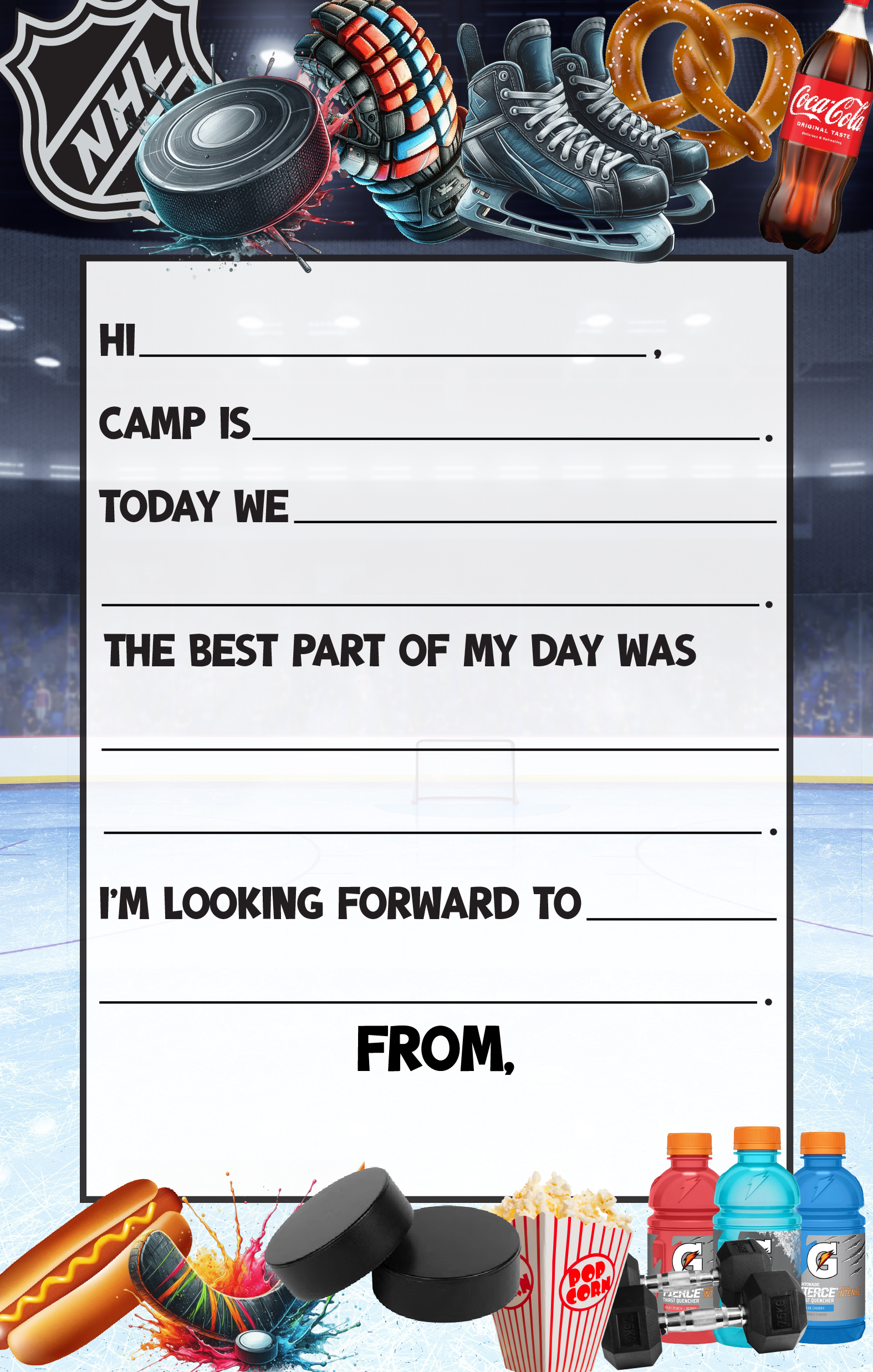 CAMP FILL IN NOTEPAD-HOCKEY COLLAGE
