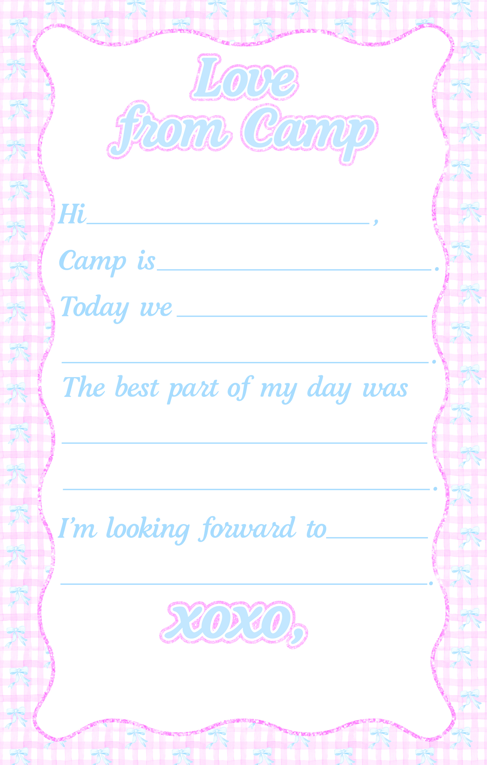 CAMP FILL IN NOTEPAD-WATERCOLOR GINGHAM & BOW