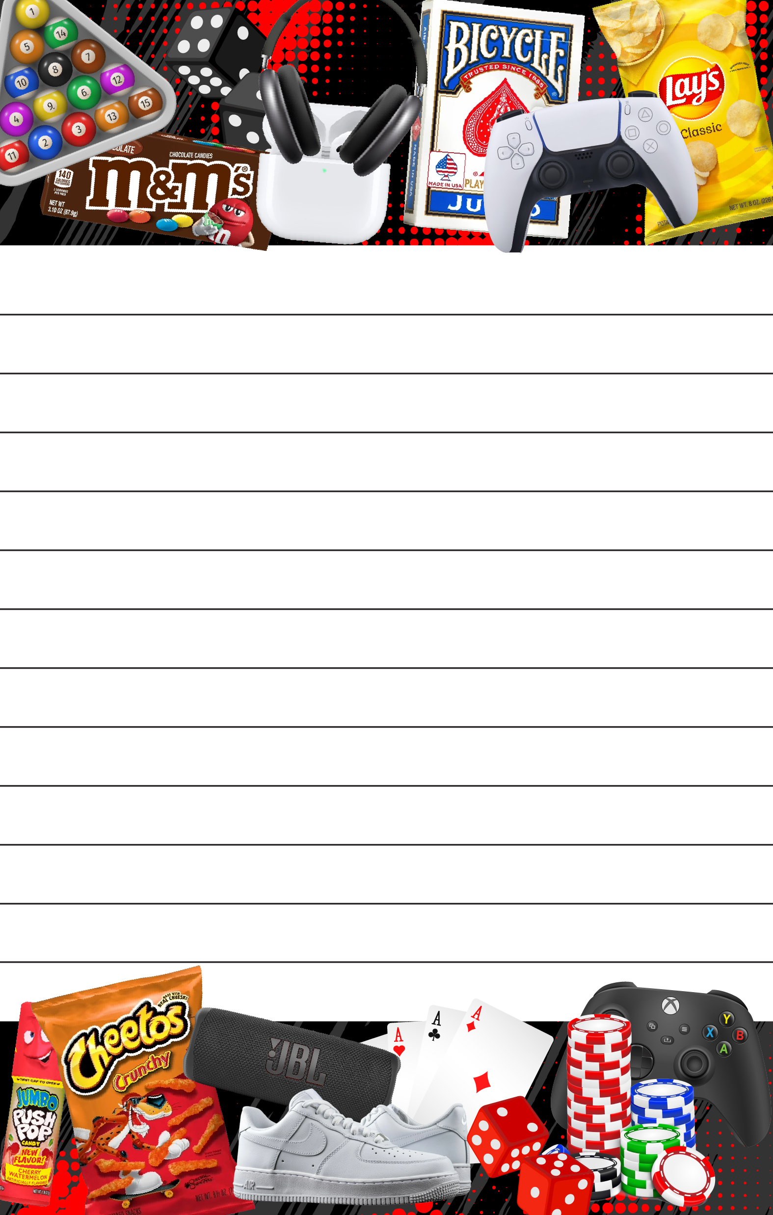 CAMP NOTEPAD-LUCKY GAMES COLLAGE