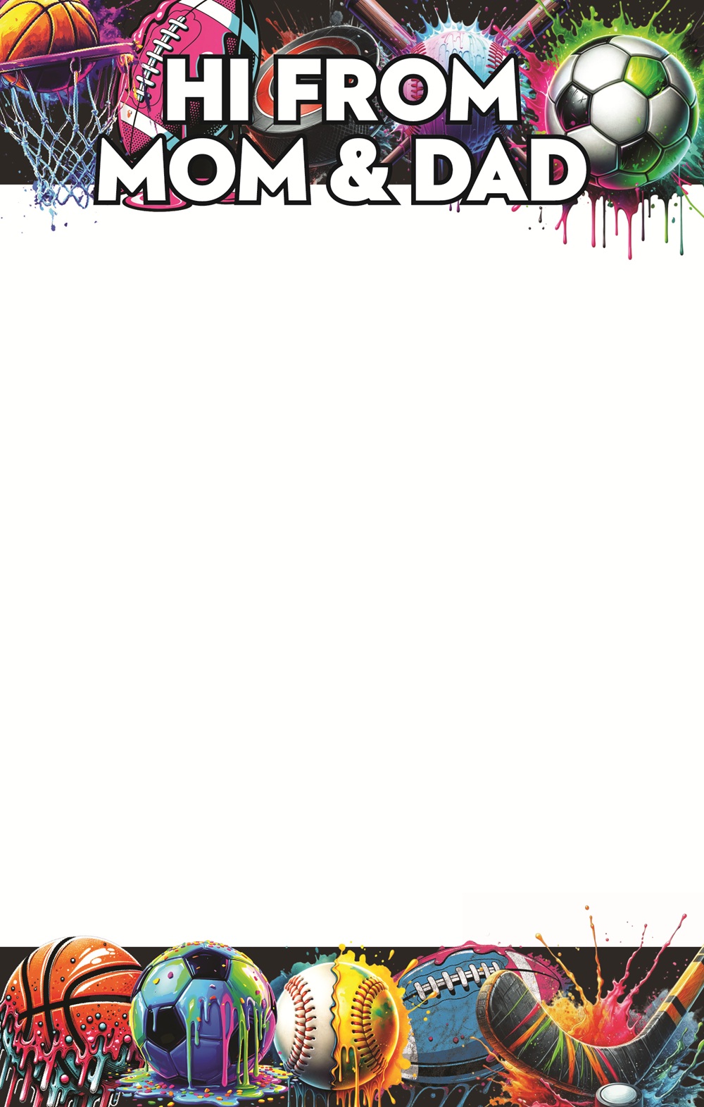 FROM MOM & DAD  NOTEPAD-DRIPPY SPORTS BALLS