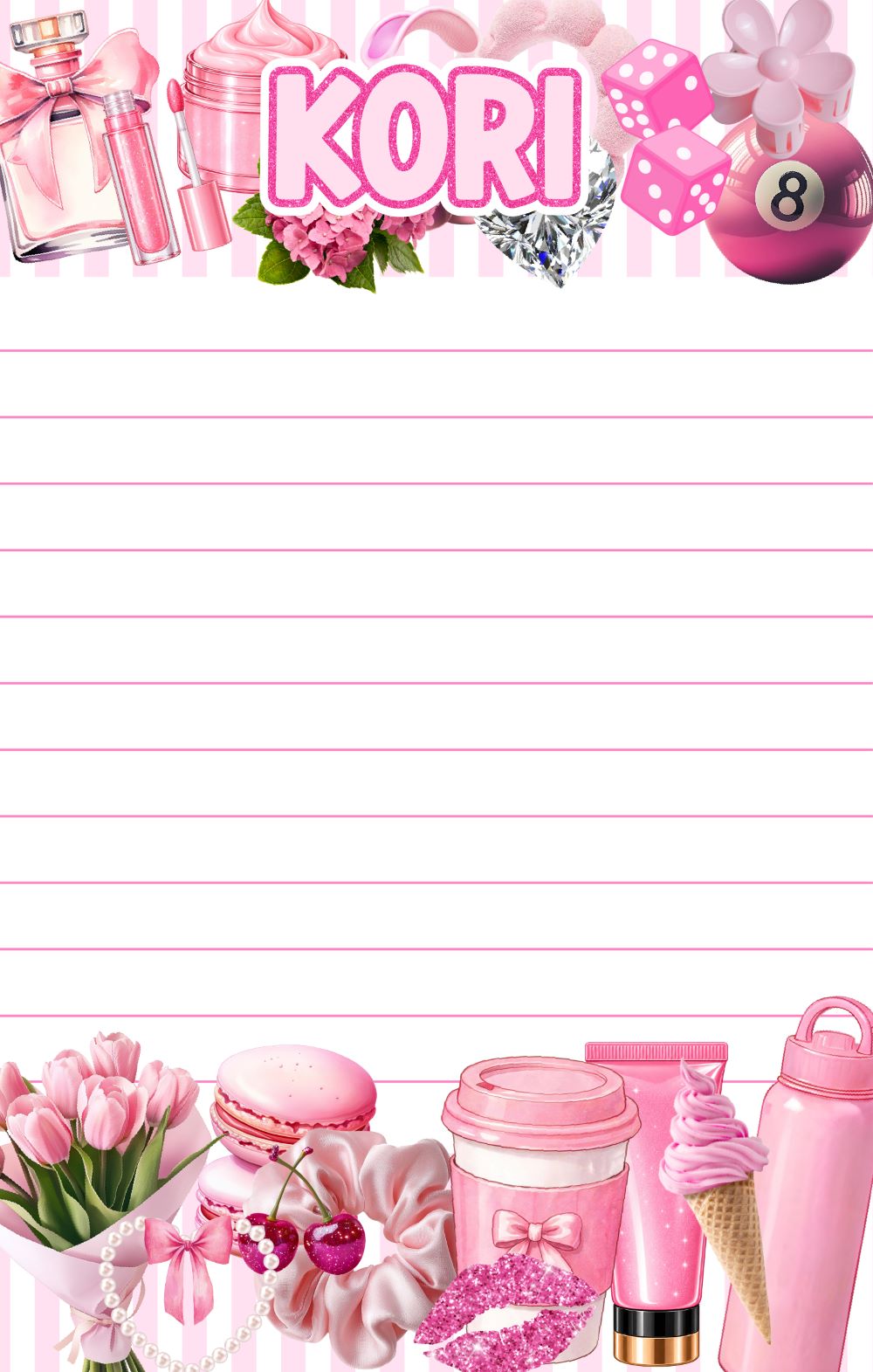 CAMP NOTEPADS-CUSTOM-STRIPEY PINK