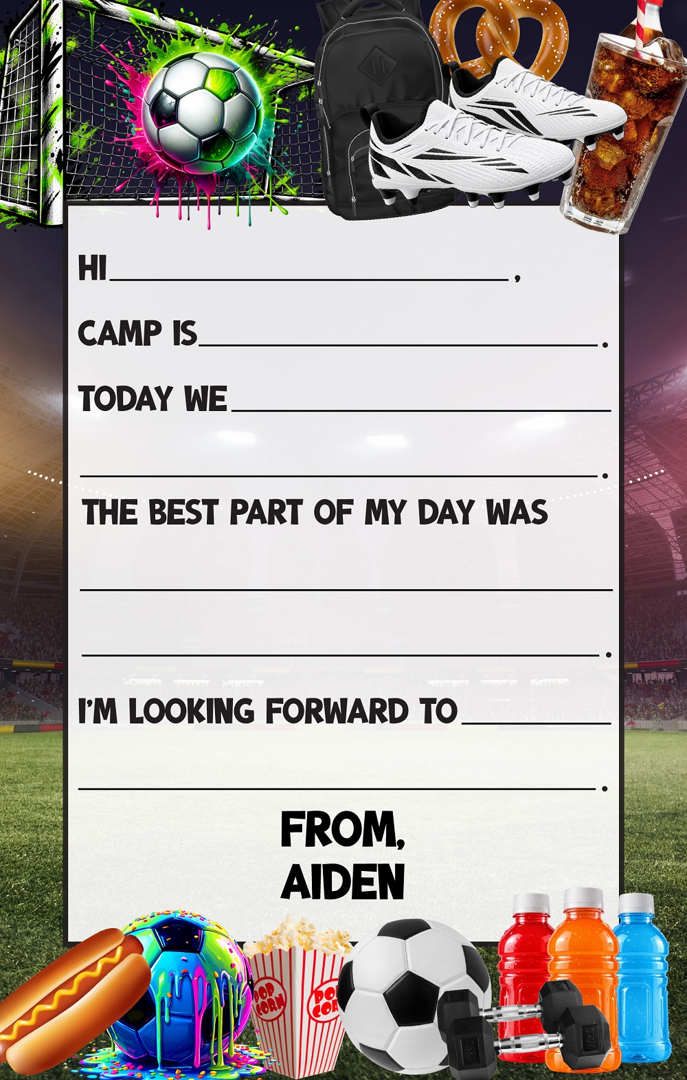 CAMP NOTEPADS-CUSTOM-SOCCER FIELD FILL IN
