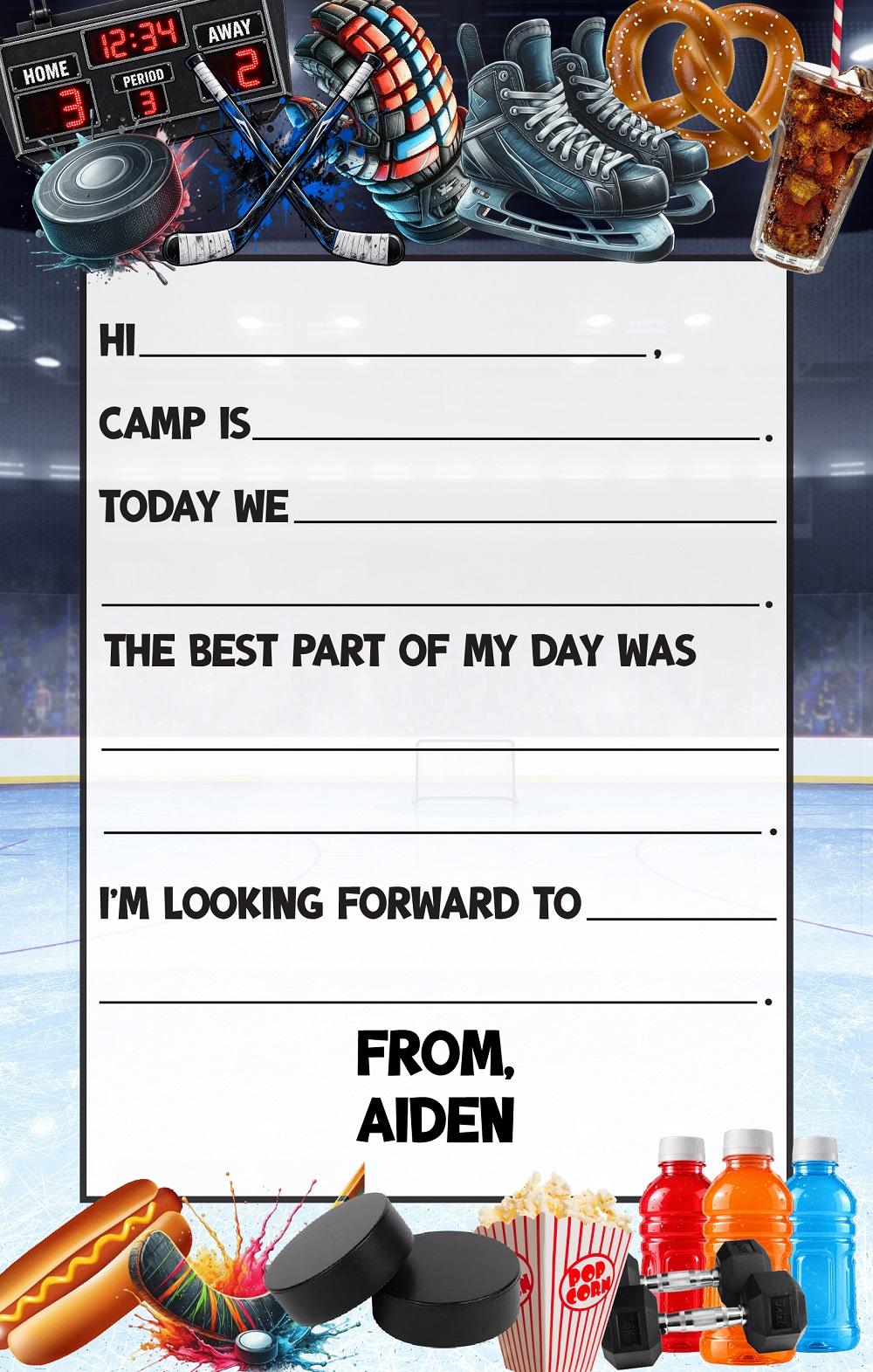 CAMP NOTEPADS-CUSTOM-HOCKEY ICE FILL IN