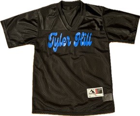 BLACK FOOTBALL JERSEY WITH NEON SCRIPT (CUSTOM)