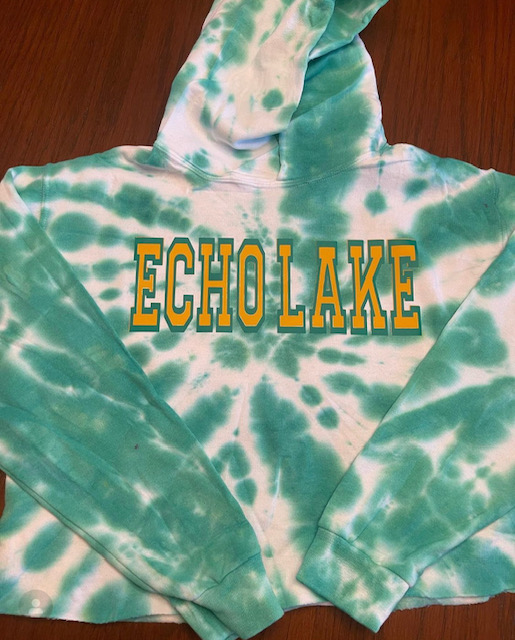 TIE DYE CROPPED HOODIE-DOUBLE COLOR VARSITY LETTERING (CUSTOM)