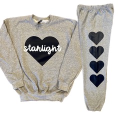 SCRIPT NAME ON HEART SWEATSHIRT & SWEATPANTS COMBO (CUSTOM)