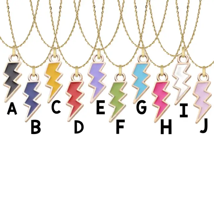 GOLD ENAMEL LIGHTING BOLT PENDANT NECKLACE