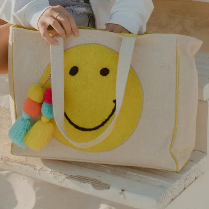 HAPPY FACE CHENILLE TOTE BAG
