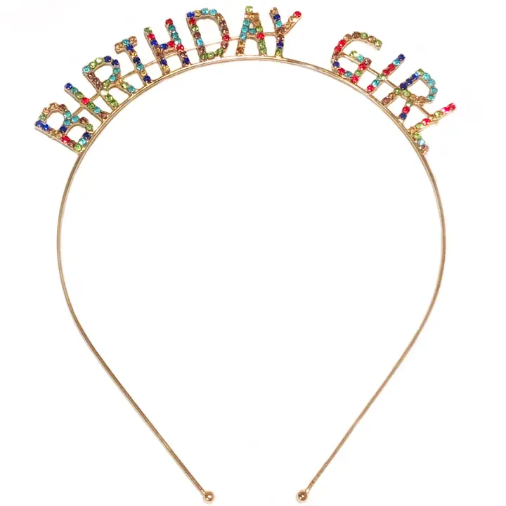 RAINBOW RHINESTONE BIRTHDAY GIRL HEADBAND