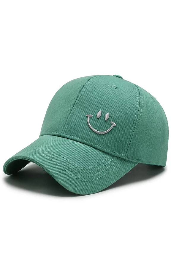 BASBEALL CAP WITH SMILEY-TEAL