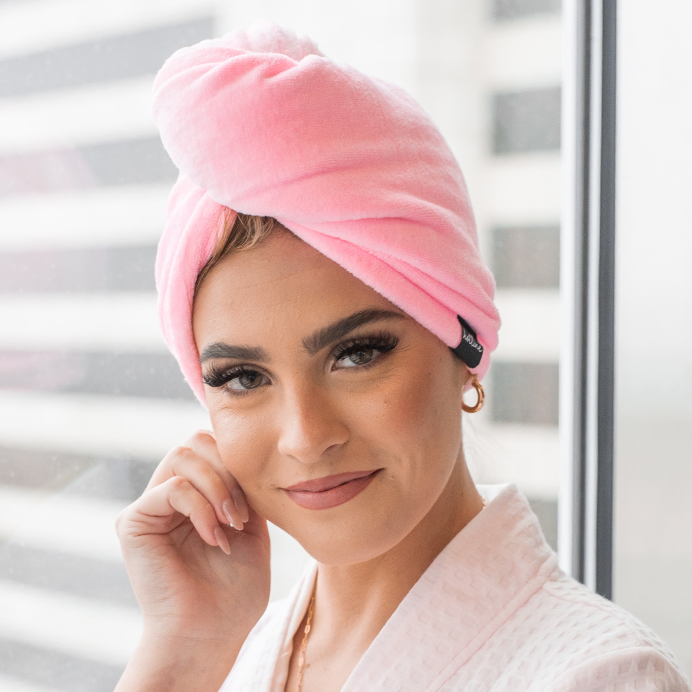 MICROFIBER TOWEL TWIST LIGHT PINK