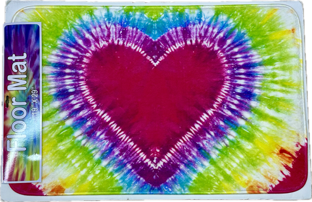 FLOOR MAT-TIE DYE HEARTS