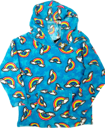 BLUE RAINBOW CLOUDS FUZZY HOODIE