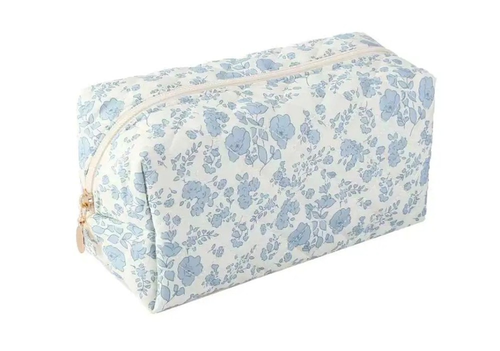 BLUE FLORAL MAKEUP BAG
