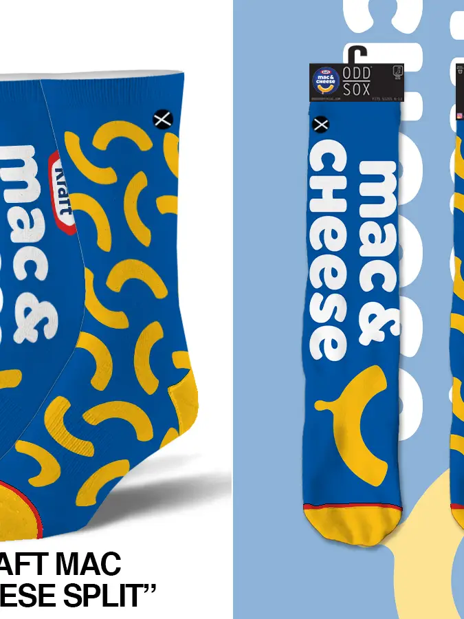 KRAFT MAC & CHEESE SPLIT   MENS CREW SOCKS