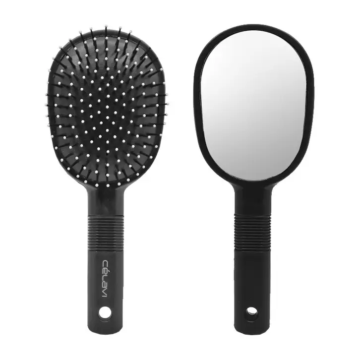 ROUND PADDLE BRUSH WITH MIRROR