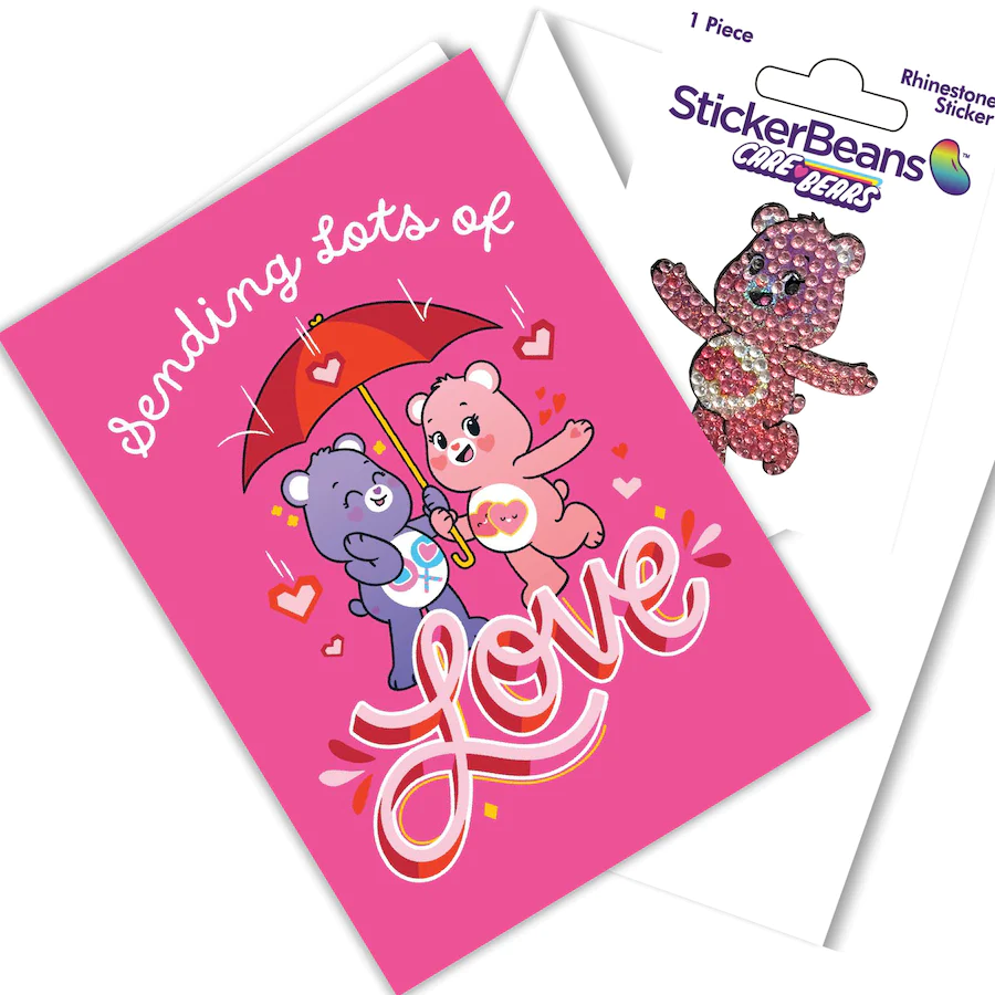 Care Bears Love-StickerBeans Greeting Card/Sticker Combo