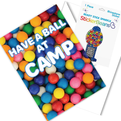 Blue Gumballs-StickerBeans Greeting Card/Sticker Combo