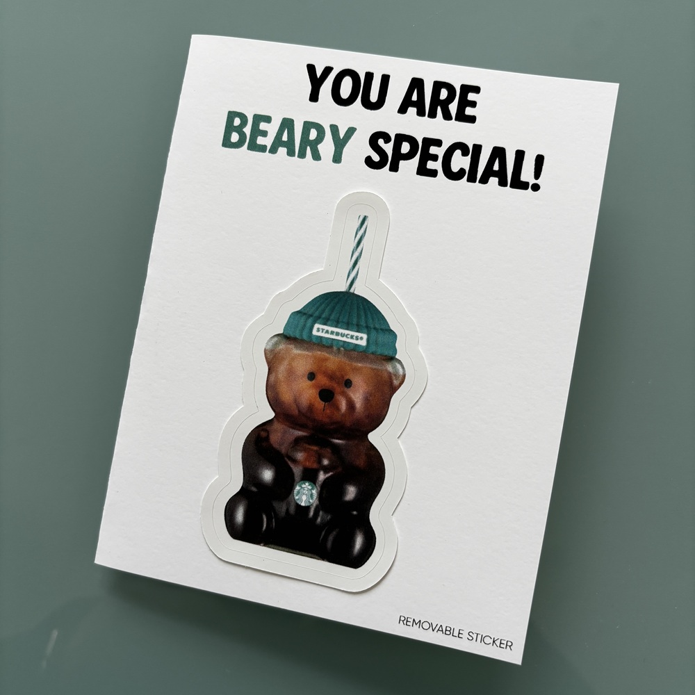 STICKER FOLDED NOTECARD-BEARISTA