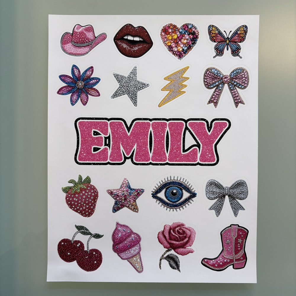 REMOVABLE VINYL STICKER SHEET-BEDAZZLED
