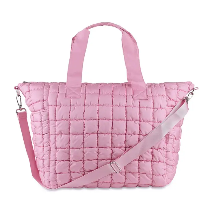 PINK SCRUNCHIE PUFFER TOTE BAG