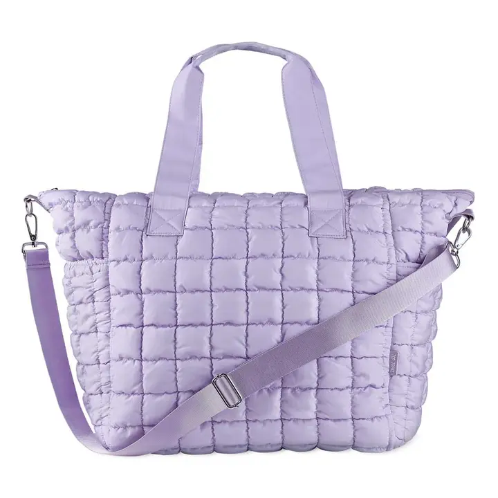 PURPLE SCRUNCHIE PUFFER TOTE BAG