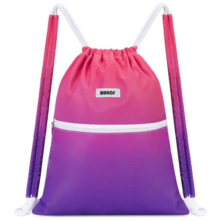 SPORTS GYM DRAWSTRING BACKPACK-ROSE RED