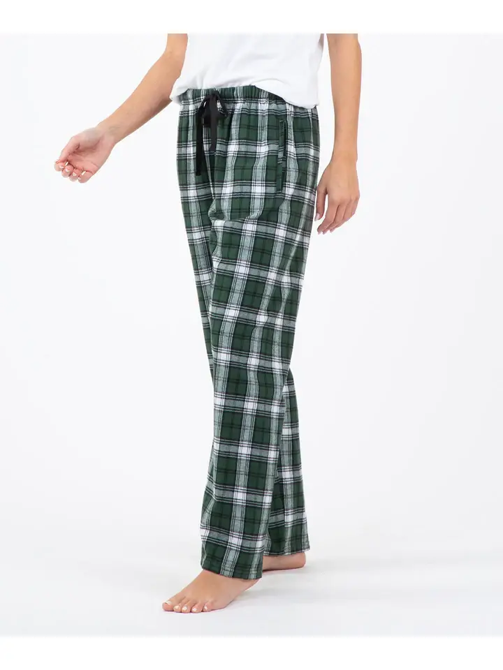 HALEY FLANNEL PANTS-GREEN WHITE PLAID