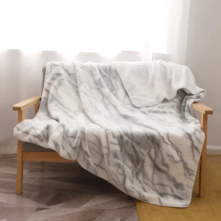 BLACK & WHITE MARBLE THROW BLANKET 50X70