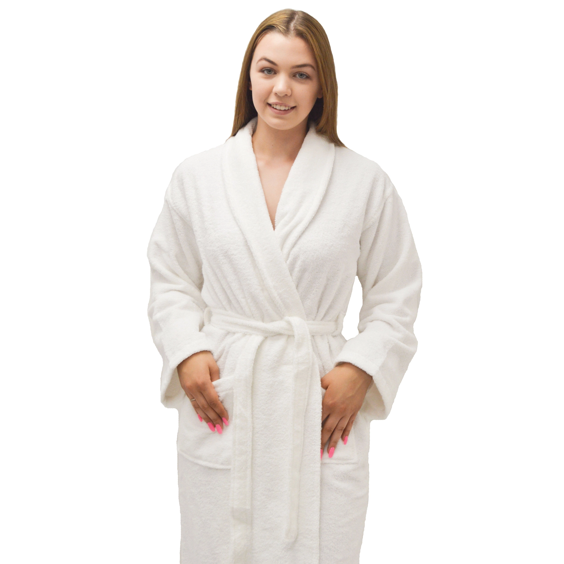 100% COTTON BATHROBE-WHITE