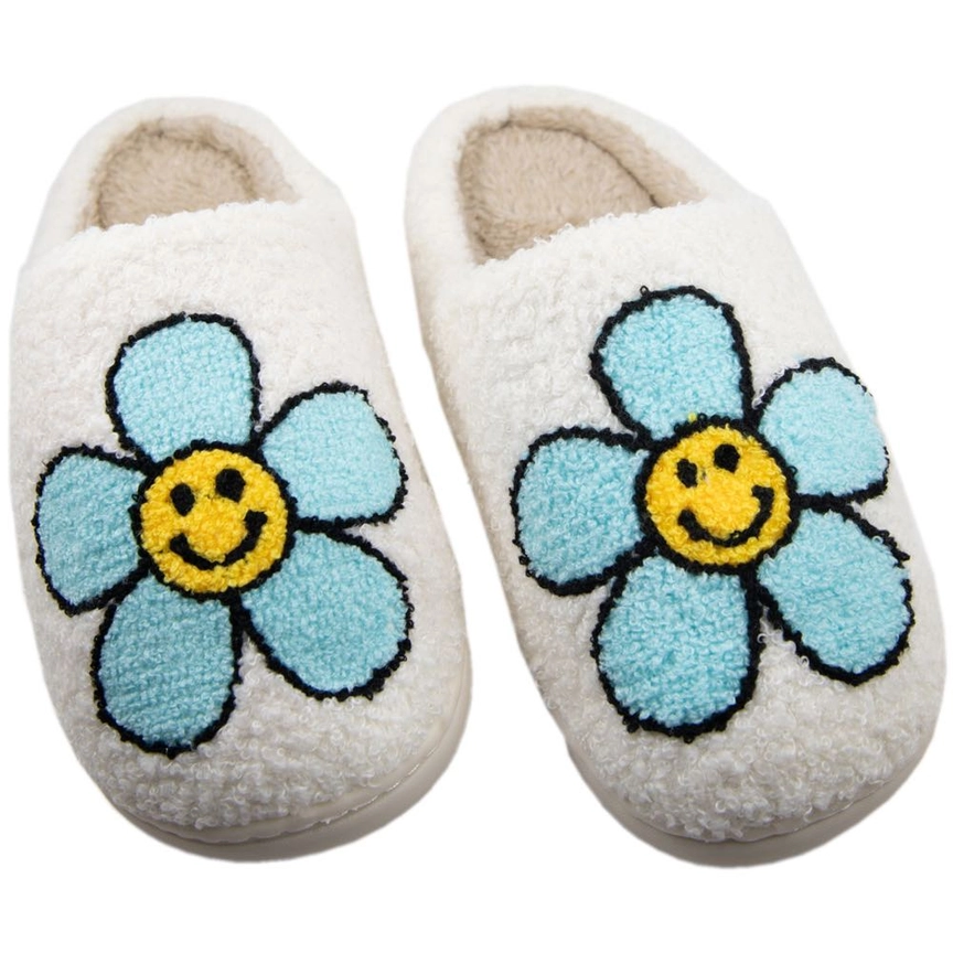 SLIPPERS-MINT DAISY HAPPY FACE