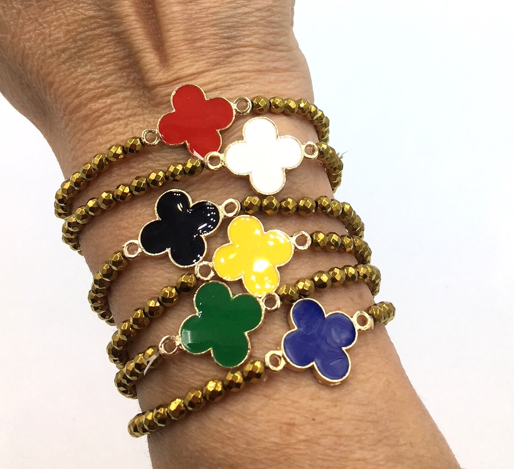 BEADED CLOVER BRACELET      (COLOR WAR)