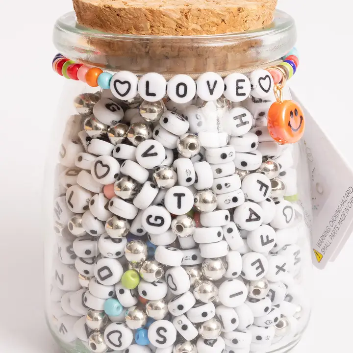 LOVE BEADED WORD BRACELET BEAD JAR