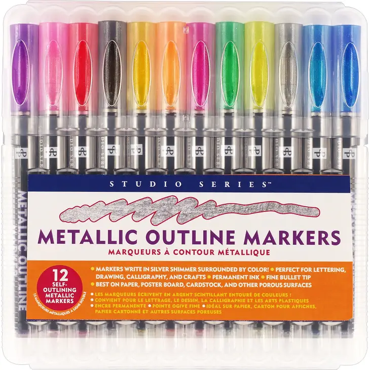 STUDIO SERIES METALLIC OUTLINE MARKERS (12CT)