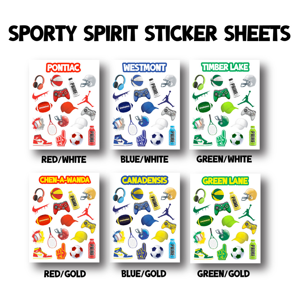 REMOVABLE VINYL STICKER SHEET-SPORTY SPIRIT